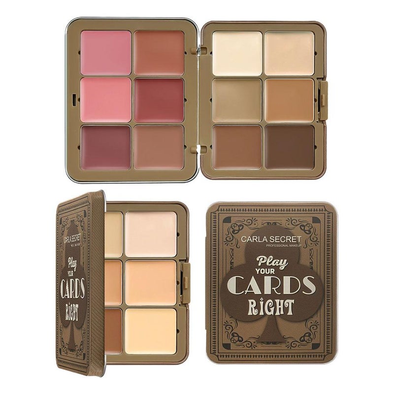12-Color Concealer Palette for Flawless Base Makeup, 6-Color Concealer & Contouring Cream, 6-Color Cream Blush Palette